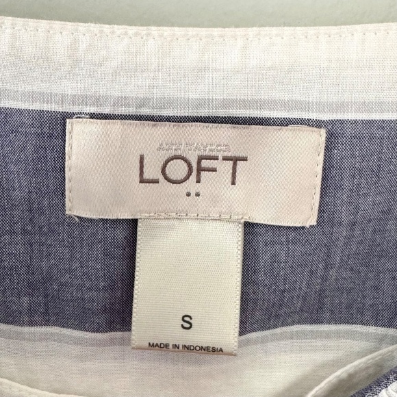 Loft Striped Blue/White Ruffle Tank Top Women's‎ Small - Picture 7 of 9